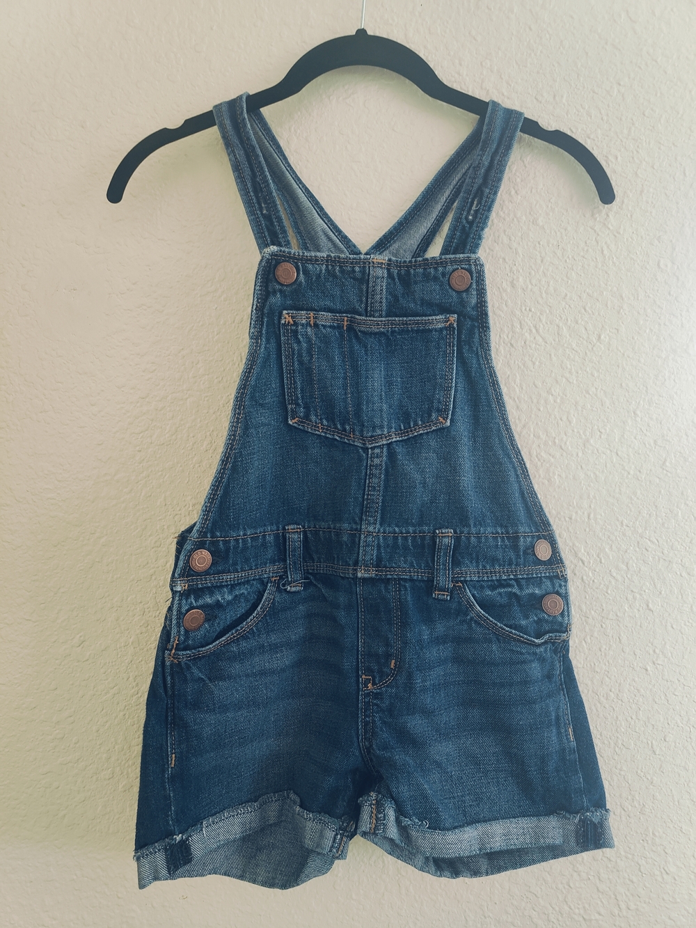 Kids Denim Shortalls - Dark Blue